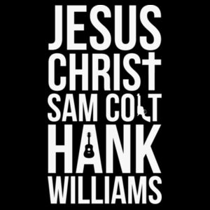JESUS, SAM & HANK - PREMIUM WOMEN'S S/S TEE - BLACK Design