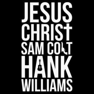 JESUS, SAM & HANK - PREMIUM MEN'S S/S TEE - BLACK Design