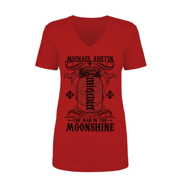 Mischief/Mayhem Ambigram - Women's Short Sleeve V-neck T-shirt - Red Thumbnail