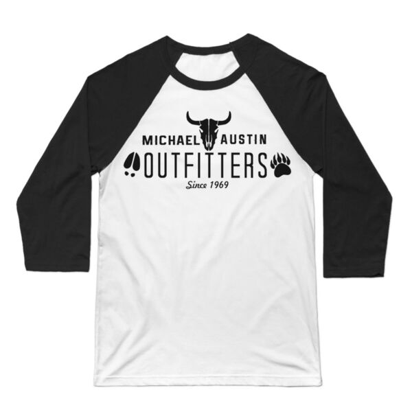 Michael Austin Outfitters - 3/4 Sleeve Baseball T-shirt - White/Black Thumbnail