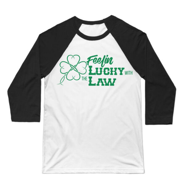 Feelin' Lucky - 3/4 Sleeve Baseball T-shirt - White/Black Thumbnail