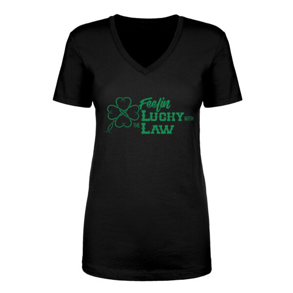 Feelin' Lucky - Women's Short Sleeve V-neck T-shirt - Black Thumbnail