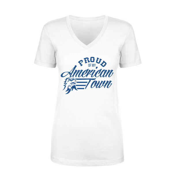 Proud of My American Town - Women's Short Sleeve V-neck T-shirt - White Thumbnail