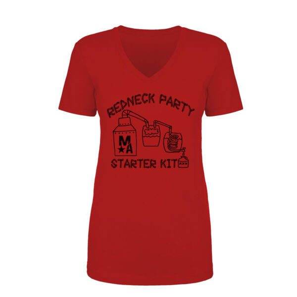 Redneck Party Starter Kit - Women's Short Sleeve V-neck T-shirt - Red Thumbnail
