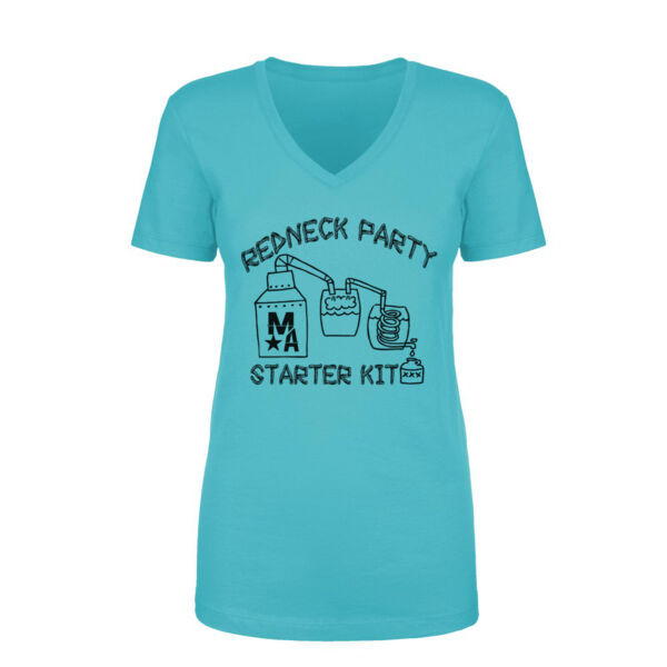 Redneck Party Starter Kit - Women's Short Sleeve V-neck T-shirt - Tahiti Blue Thumbnail