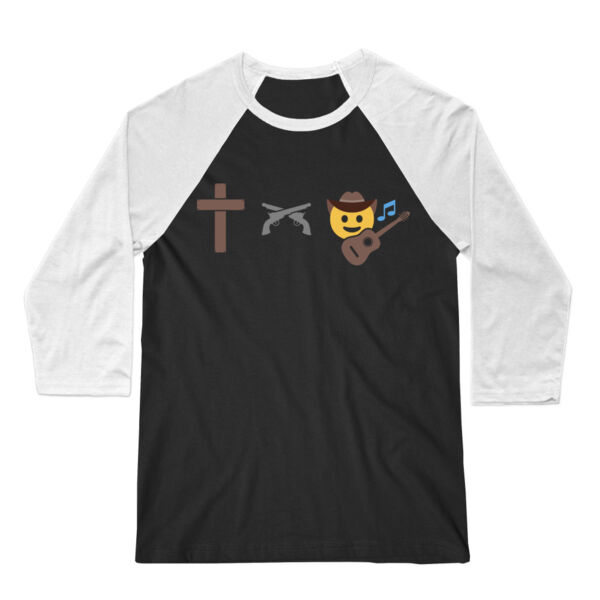 God, Guns and Country Music - 3/4 Sleeve Baseball T-shirt - Black/White Thumbnail