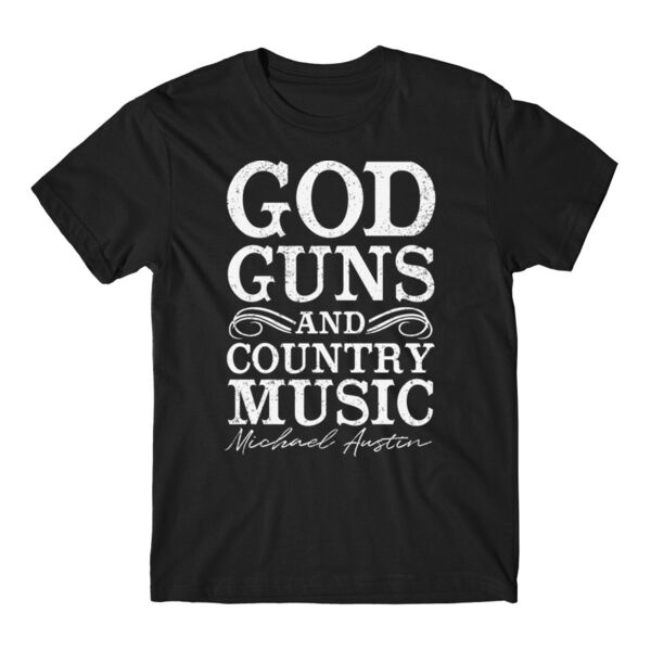 God, Guns and Country Music Text - Short Sleeve T-shirt - Black Thumbnail