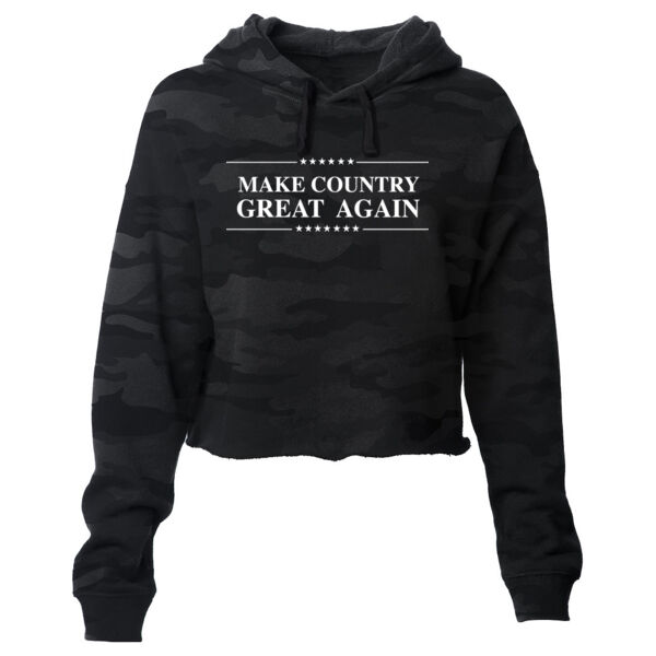 MAKE COUNTRY GREAT AGAIN - PREMIUM WOMEN'S CROPPED PULLOVER HOODIE - SHADOW CAMO Thumbnail