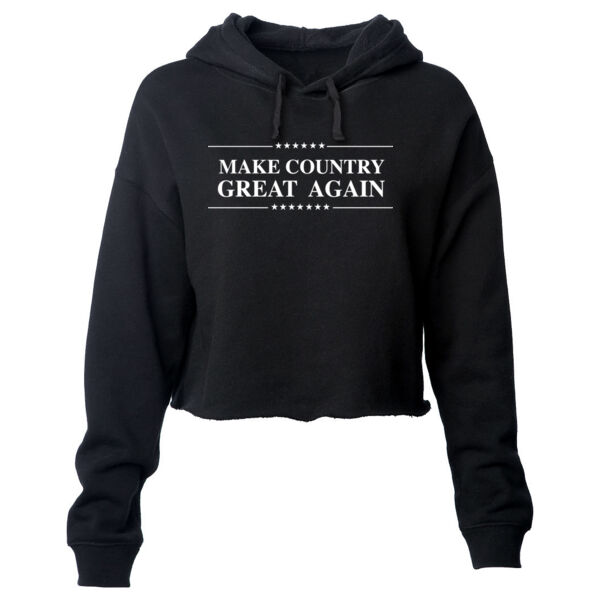 MAKE COUNTRY GREAT AGAIN - PREMIUM WOMEN'S CROPPED PULLOVER HOODIE - BLACK Thumbnail