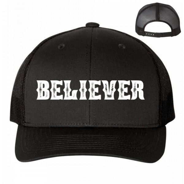 BELIEVER - PREMIUM UNISEX SNAPBACK TRUCKER HAT - BLACK Thumbnail