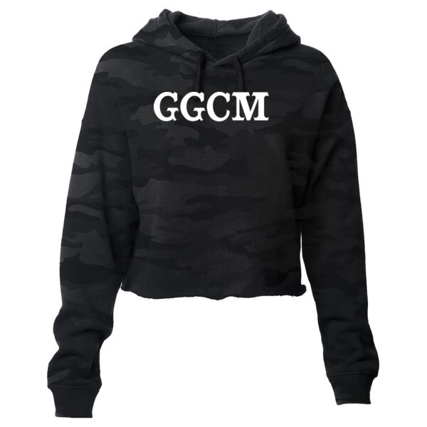 GOD GUNS COUNTRY MUSIC - PREMIUM WOMEN'S CROPPED PULLOVER HOODIE - SHADOW CAMO Thumbnail