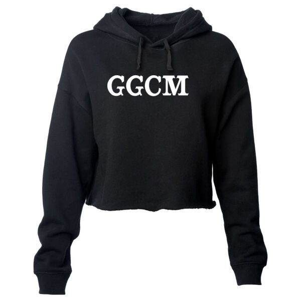 GOD GUNS COUNTRY MUSIC - PREMIUM WOMEN'S CROPPED PULLOVER HOODIE - BLACK Thumbnail