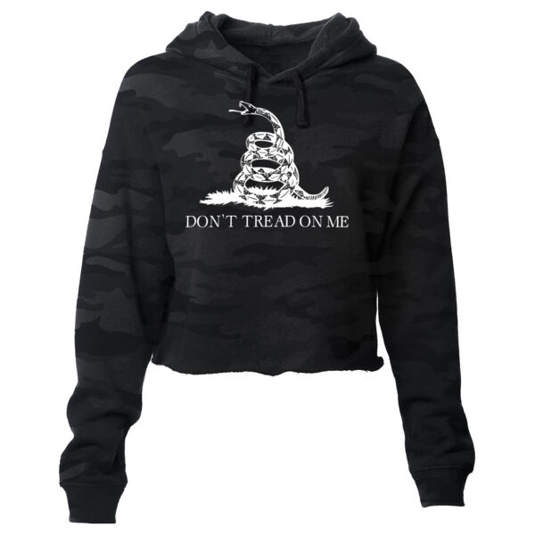 GADSDEN FLAG DON'T TREAD ON ME - PREMIUM WOMEN'S CROPPED PULLOVER  HOODIE - SHADOW CAMO Thumbnail
