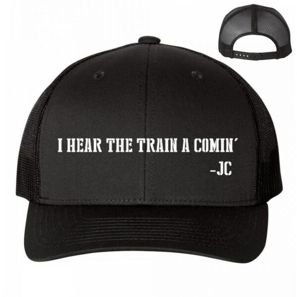 I HEAR THE TRAIN A COMIN' - PREMIUM UNISEX SNAPBACK TRUCKER HAT - BLACK Thumbnail