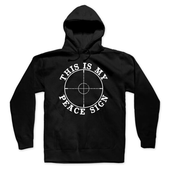 PEACE SIGN - PREMIUM MEN'S PULLOVER HOODIE - BLACK Thumbnail
