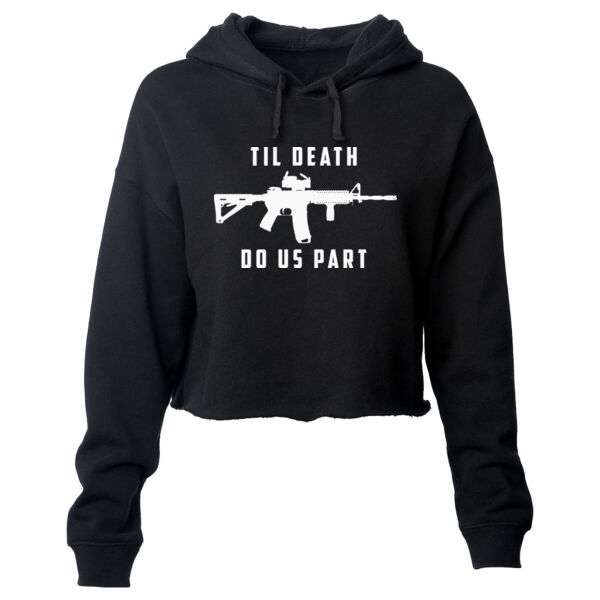 UNTIL DEATH DO US PART - PREMIUM WOMEN'S CROP PULLOVER HOODIE - BLACK - R157EF Thumbnail