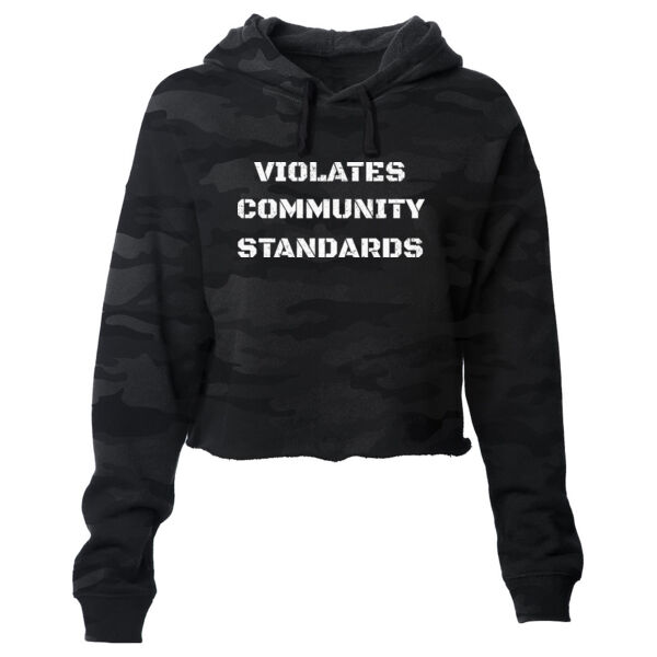 VIOLATES COMMUNITY STANDARDS - PREMIUM WOMEN'S CROP HOODIES - SHADOW CAMO - FW271K Thumbnail