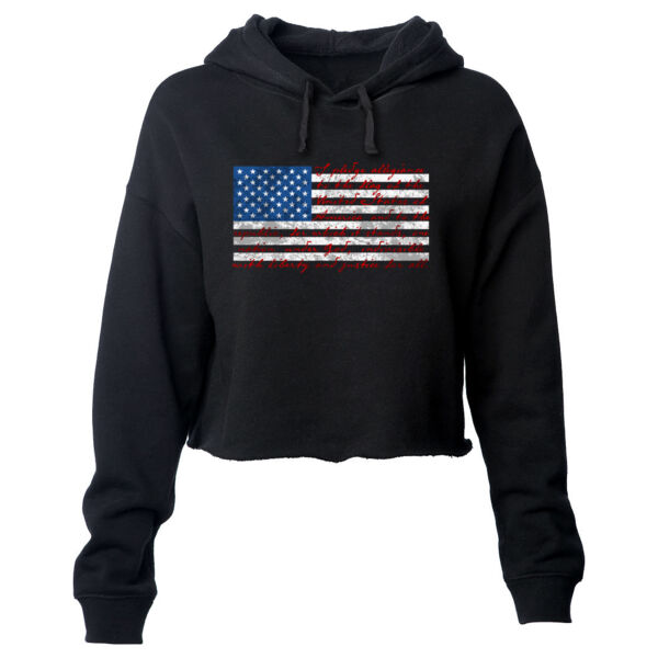 PLEDGE FLAG (RWB) - PREMIUM WOMEN'S CROP HOODIE - BLACK - AYW1PD Thumbnail