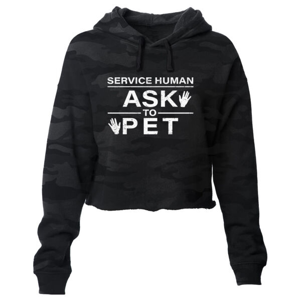 SERVICE HUMAN - PREMIUM WOMEN'S CROP HOODIE - SHADOW CAMO - 53HZ17 Thumbnail